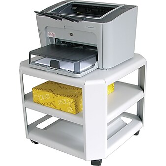 Martin Yale Master Mead-Hatcher 2-Shelf Metal Mobile Printer Stand with Dual Wheel, White (MAT24060)