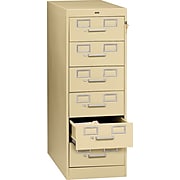 Tennsco Media File Cabinet, 6 Drawer, Champagne Putty, 52"H x 21"W x 28"D