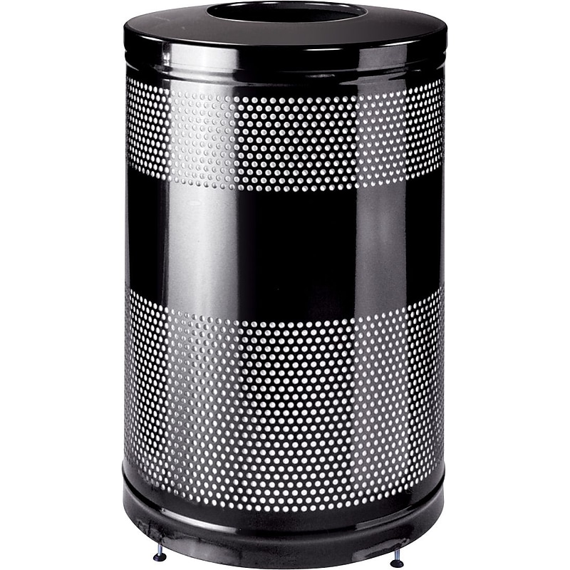 Rubbermaid Classics Open-Top Receptacle, 25 Gallons, Black, 35 1/2"H x 18"Diameter image 1