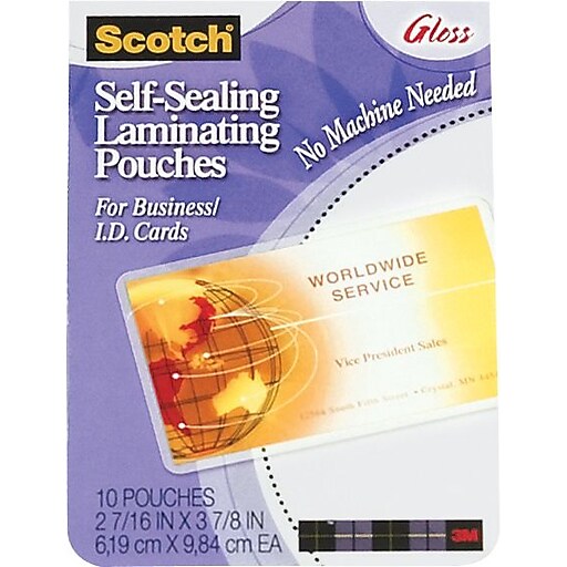 Scotch 9.5 mil Business Card Size SelfAdhesive Laminating Pouches, 25