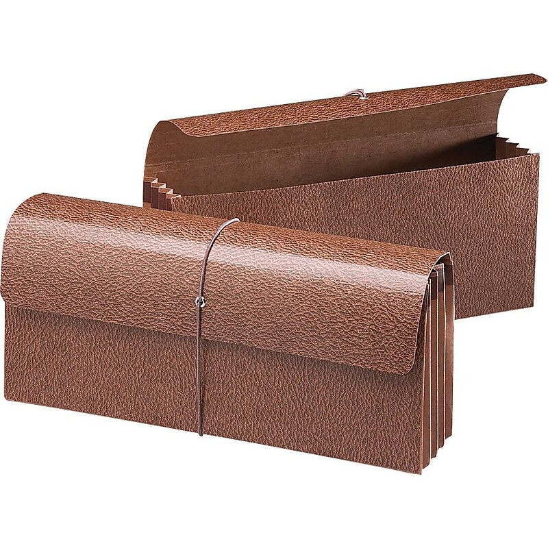Smead Classic Expanding Wallet, 3-1/2" Expansion, Flap & Elastic Cord Closure, 12" W x 5" H, Redrope 10/Box (71350) image 1