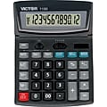 Victor Technology 12-Digit Battery/Solar Powered Basic Calculator, Black (1190)