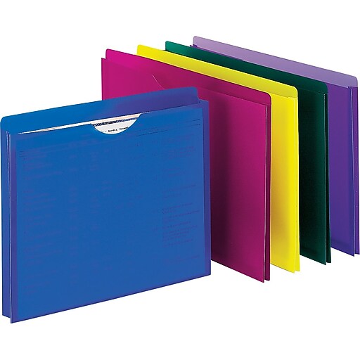 Staples® Plastic File Jacket, Letter, Assorted, 10/Pack Staples