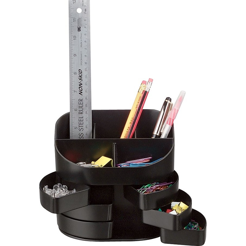 Diversity Products Solutions by Staples® Contemporary Double Supply Organizer, 12 Compartments, Black, 5 1/4"H x 6"W x 6 3/4"D image 1