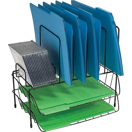 Staples Black 7 Compartment Wire Sorter with CD Holder, (17581CC) at