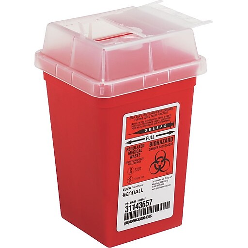 Impact Sharps Waste Containers, Red, 1 Quart, 6 3/4"H x 4 1/2"W x 4 1/2
