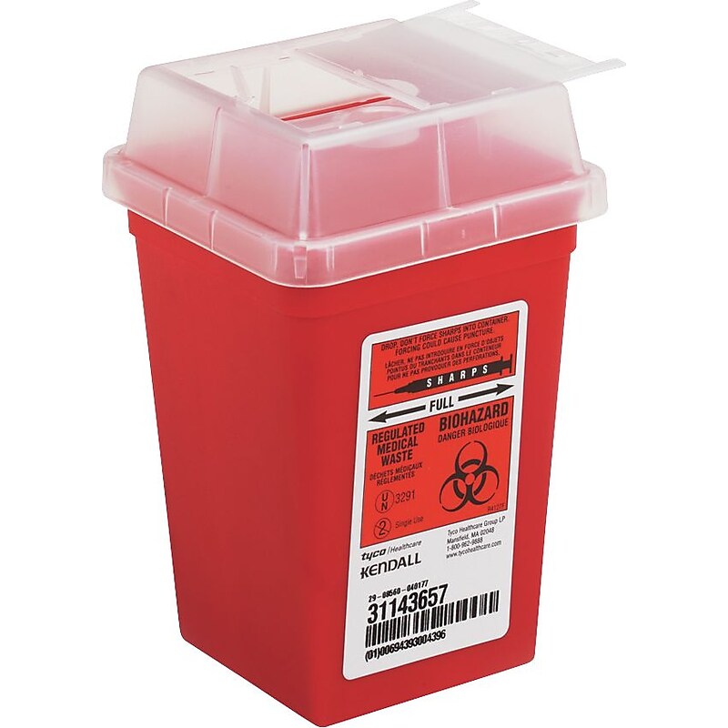 Impact Sharps Waste Containers, Red, 1 Quart, 6 3/4"H x 4 1/2"W x 4 1/2"D image 1