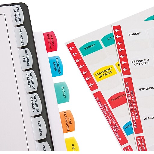 RediTag® Printable Laser Index Tabs, SelfStick Plastic, 15 Sheets