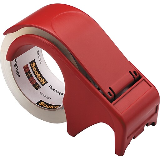 Scotch Packing Tape Hand Dispenser, Red Staples