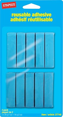 StaplesÂ® â Mastic adhÃ©sif rÃ©utilisable, 56 g, bleu