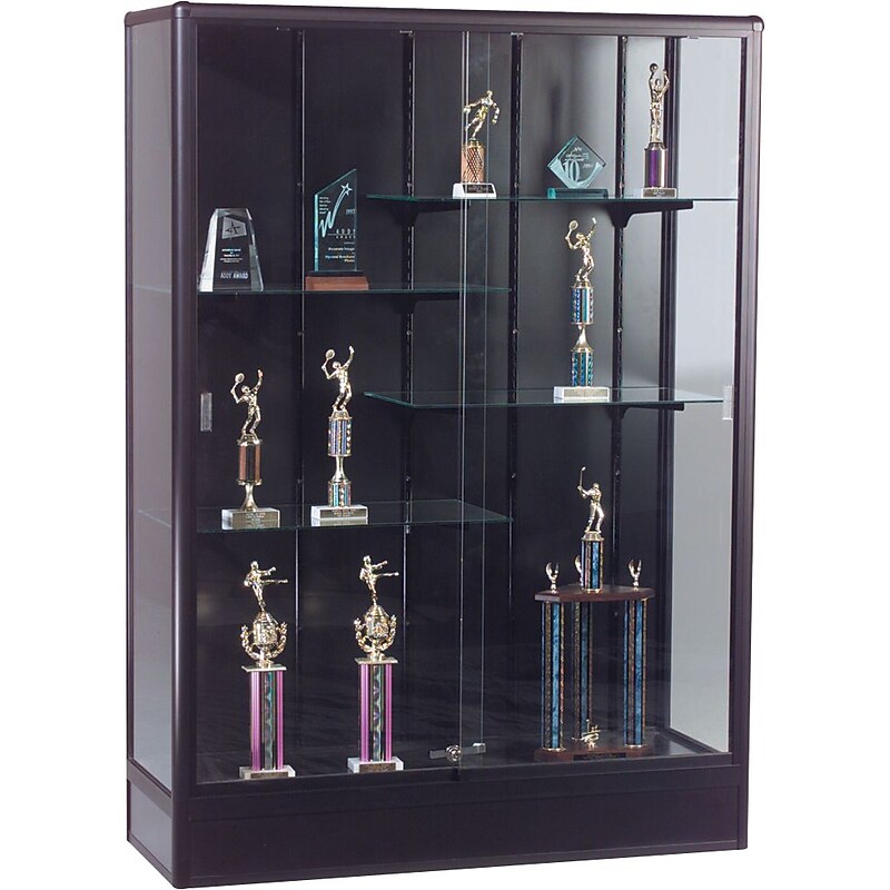 Best-Rite Elite Freestanding Trophy and Display Case, Black, 66"H x 72"W x 18"D image 1