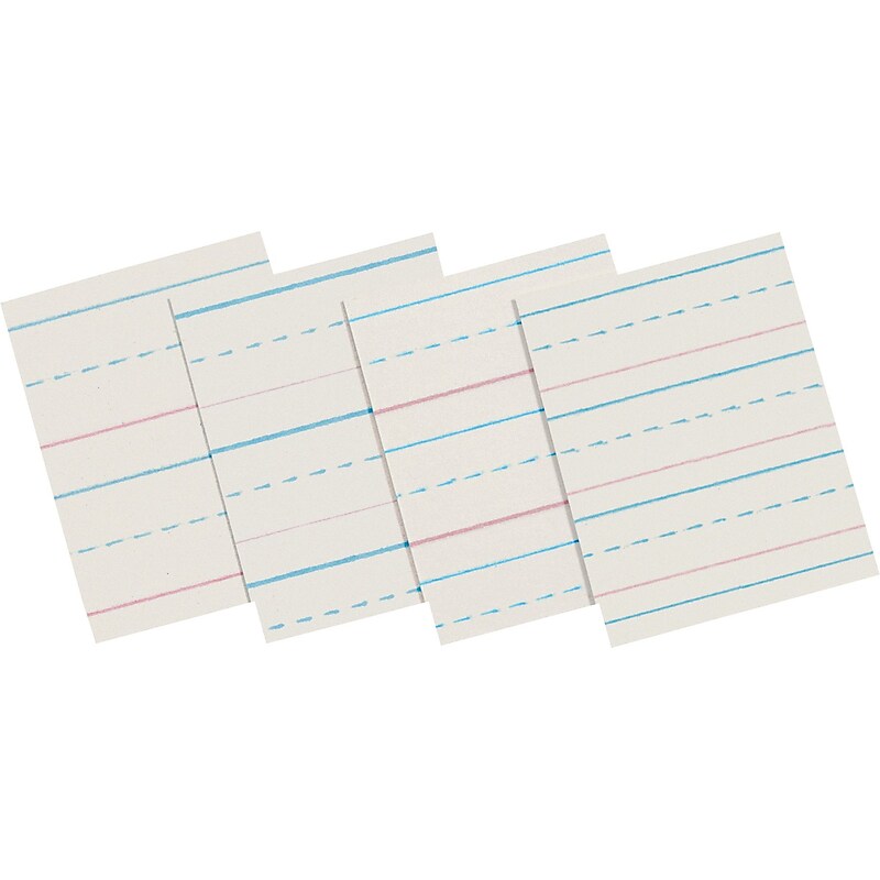 Pacon Zaner-Bloser 10-1/2" x 8", 1/2" Ruled Broken Midline Newsprint, White, 500 Sheets/Pk image 1