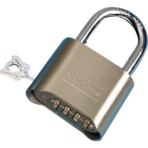 Master Lock® Resettable Combination Padlock, Brass Staples