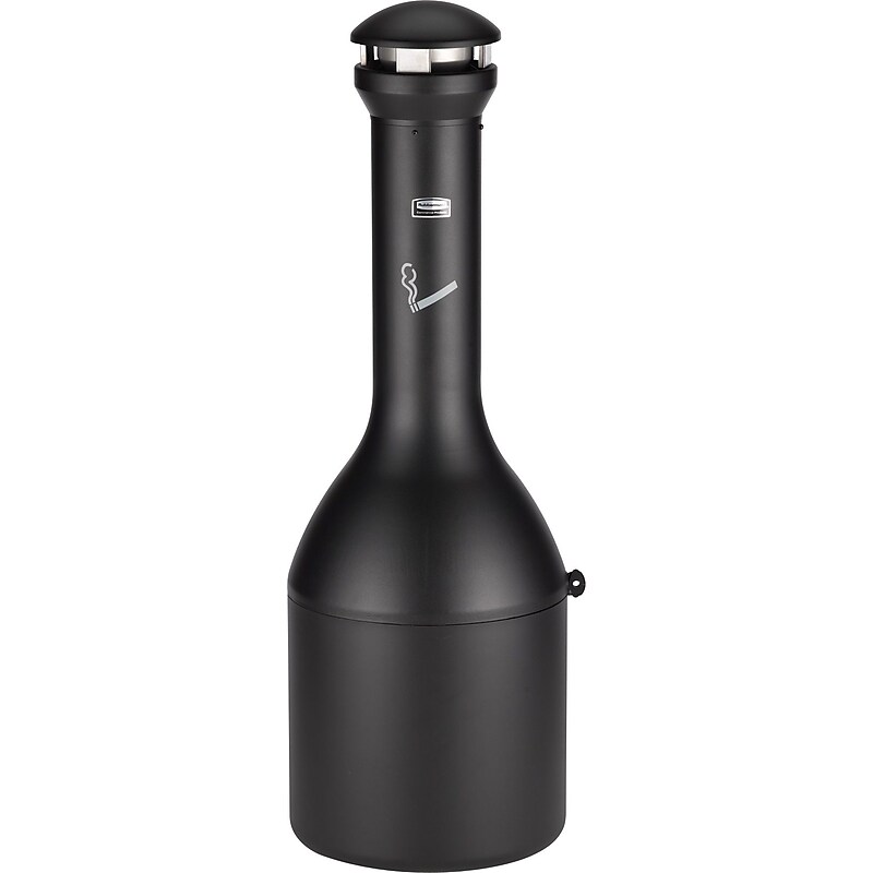 Rubbermaid Infinity Stainless Steel Outdoor Cigarette Receptacle, 4.1 Gallon, Black (FG9W3300BLA) image 1