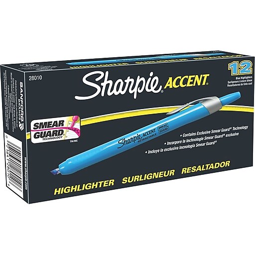 Sharpie® Accent Retractable Highlighter, Chisel Tip, Blue Staples