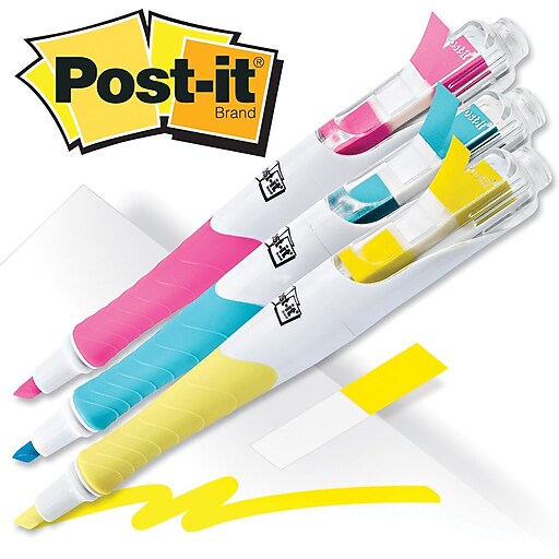Postit® Flag Highlighters, Assorted Colors, 3/Pack (689HL3) Staples