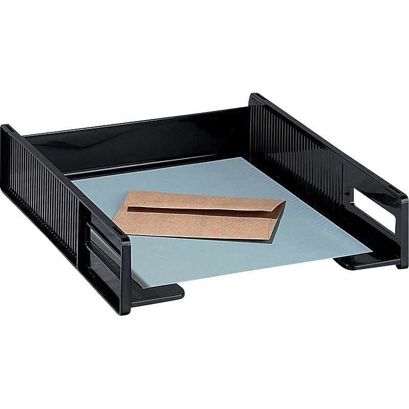 Rubbermaid® Stackable Tray, Front-Load Letter Size, Black image 1