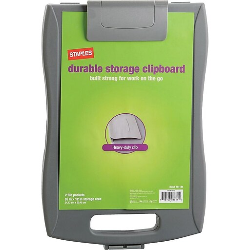 Staples Portable Storage Clipboard, Gray, 91/2" x 12", Each/Pack