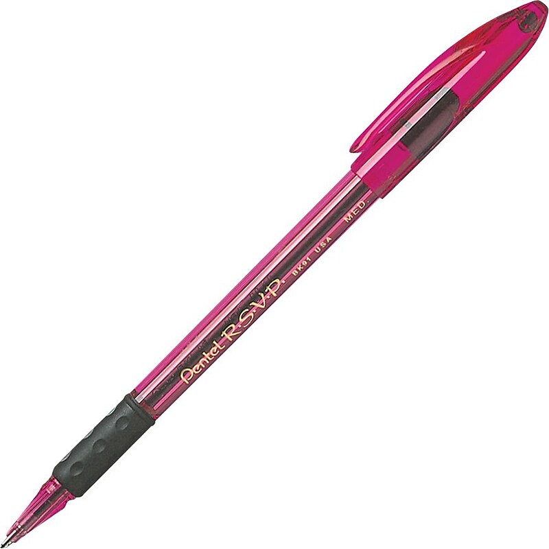 Pentel R.S.V.P.® Razzle-Dazzle™ Pink Ribbon Ballpoint Pens, Medium Point, Black Ink, 5/Pack (BK91RDBP5P) image 1