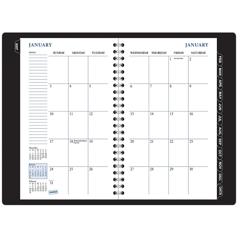 2012 Staples® Daily Planner, Black, 4 7/8" x 8" image 1