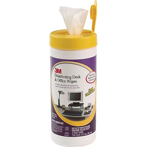 Shop Staples for 3M Disinfecting Desk & Office Wipes, 25 Wipes/Tub