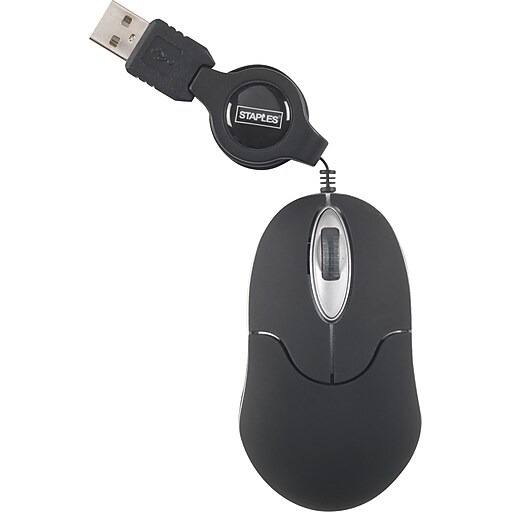 Staples 17540 USB Mini Travel Optical Mouse, Black at Staples