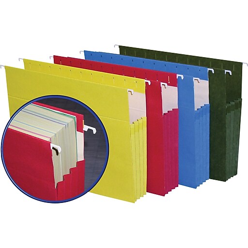 Staples 31/2" Hanging File Pockets, Letter Size, Assorted Colors, 4