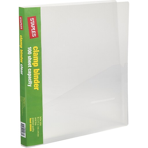 Staples® Clamp Binder, Clear Staples