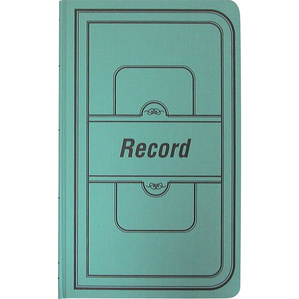 National Brand Green Canvas Cover Record Book, 12 1/8 x 7 5/8, 500/Book