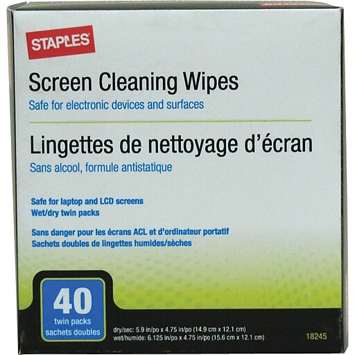 Staples Screen Cleaning Wipes 40/Twin Pack (18245) Staples