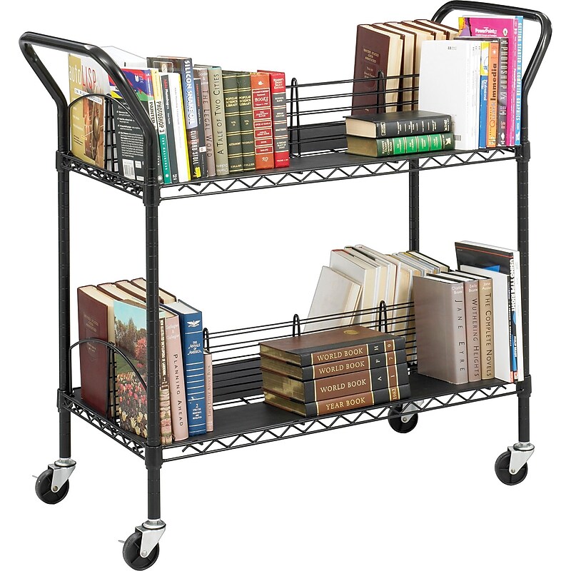 Safco Wire Book Cart with Swivel Casters, Black (5333BL) image 1