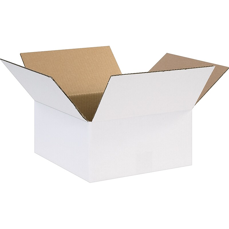 12" x 12" x 6" Shipping Box, ECT 32, White, 25/Bundle (22615) image 1