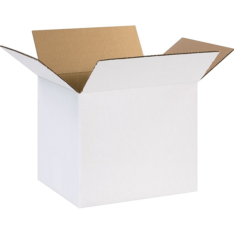 12" x 10" x 10" Shipping Boxes, 32 ECT, White, 25/Bundle (121010W) image 1