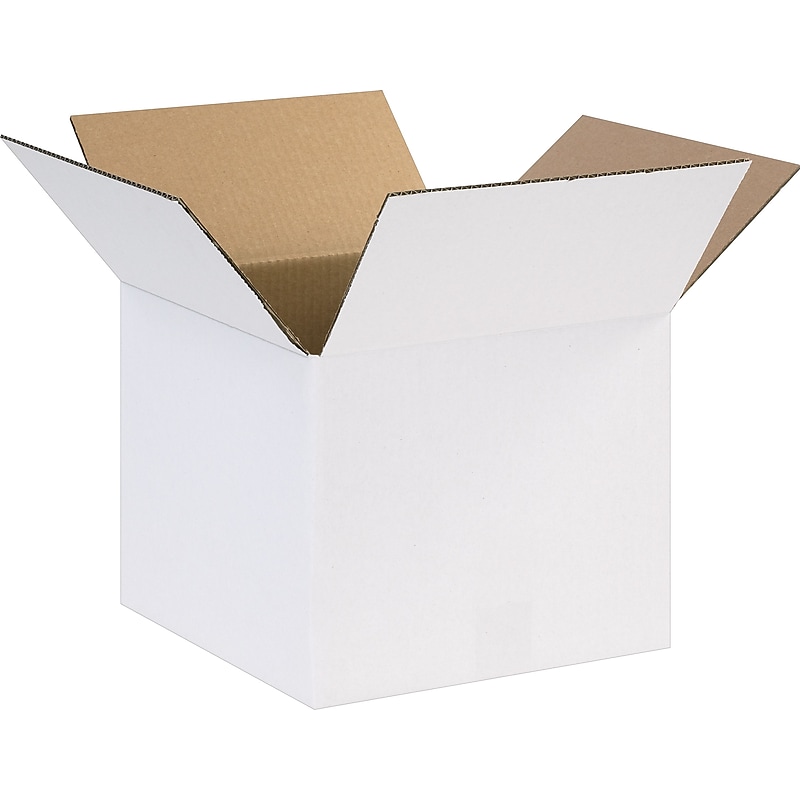 12" x 12" x 10" Shipping Boxes, 32 ECT, White, 25/Bundle (121210W) image 1