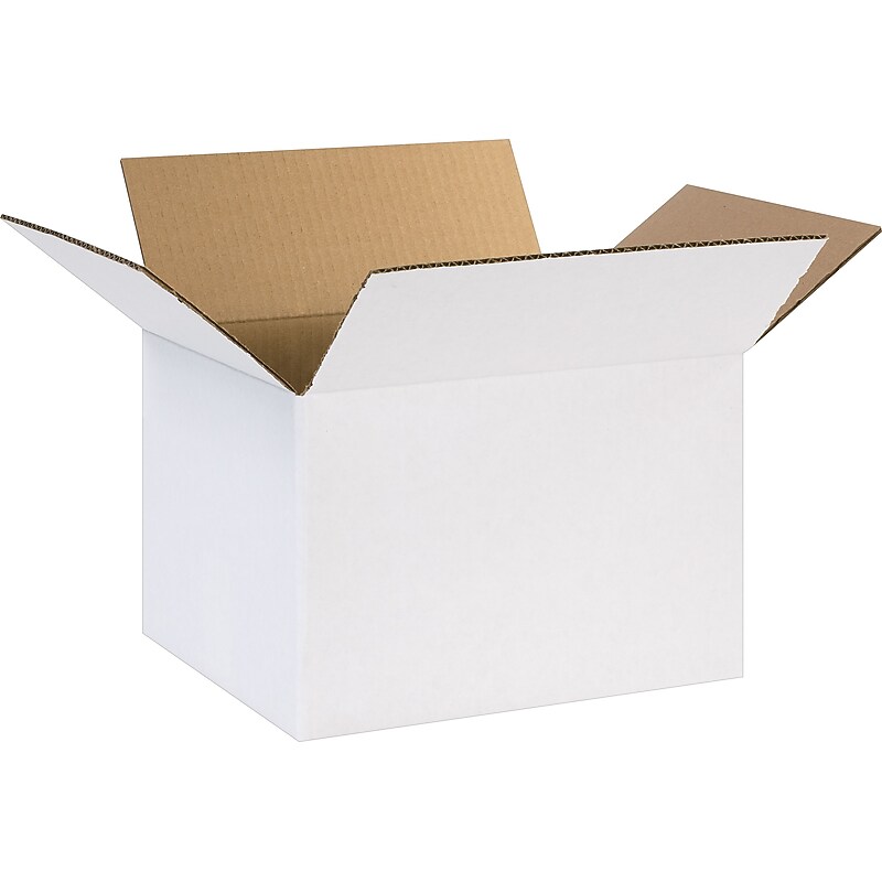 12" x 10" x 8" Shipping Boxes, 32 ECT, White, 25/Bundle (12108W) image 1