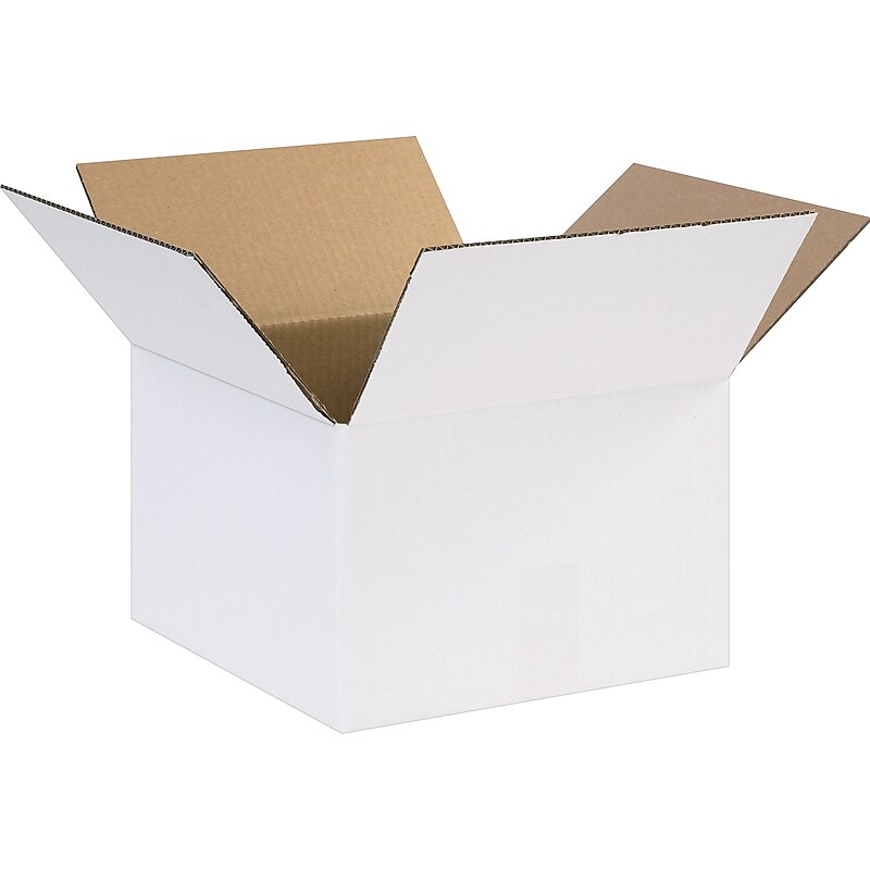 12" x 12" x 8" Shipping Boxes, 32 ECT, White, 25/Bundle (12128W) image 1