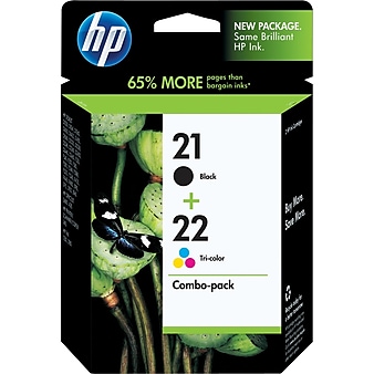HP 21/22 Black/Tri-Color Standard Yield Ink Cartridge, 2/Pack (C9509FN#140)
