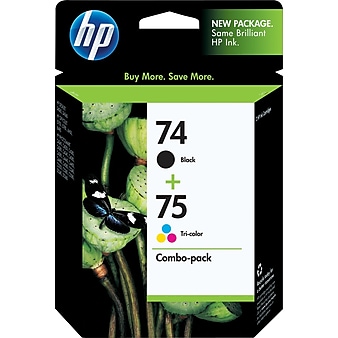 HP 74/75 Black/Tri-Color Standard Yield Ink Cartridge, 2/Pack (CC659FN#140)