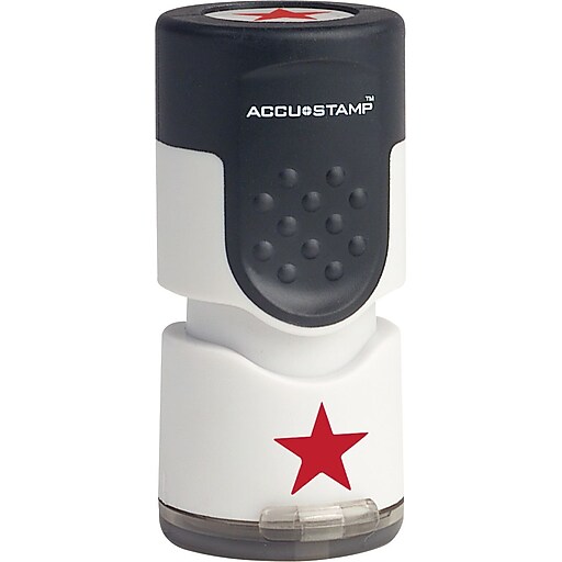 AccuStamp® Round PreInked Stamps, Star, Red Staples