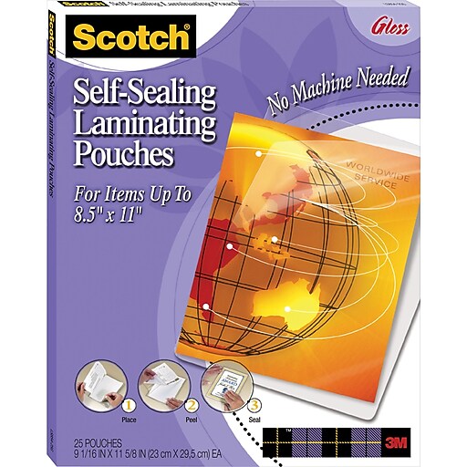 Scotch SelfAdhesive Laminating Pouches, 9.5 mil., Letter Size, 25 Pack