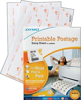 24//sheet 8 Sheet Blue White for sale online Dymo Printable Postage Stamp Label