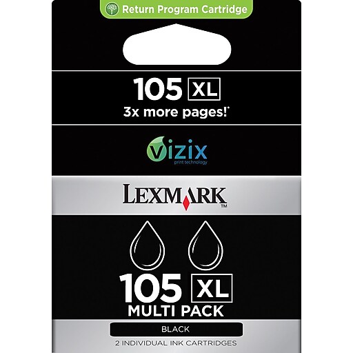 Lexmark 105XL Black Return Program Ink Cartridges (14N1180), High Yield