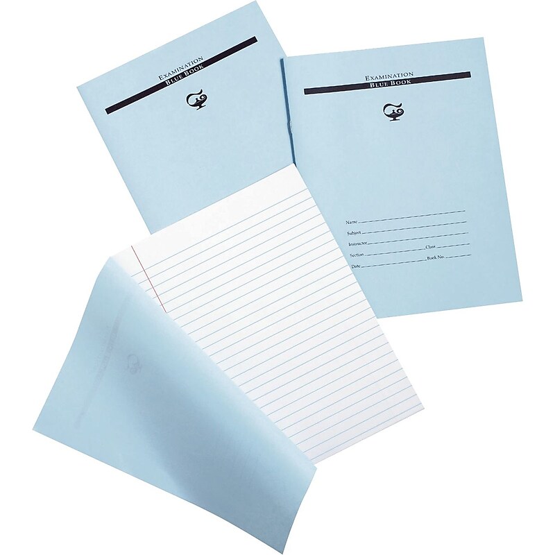 Pacon Corporation Examination Books, 4 Sheets/8 Pages, Wide Ride, Blue Cover, 7"H x 8 1/2"W image 1