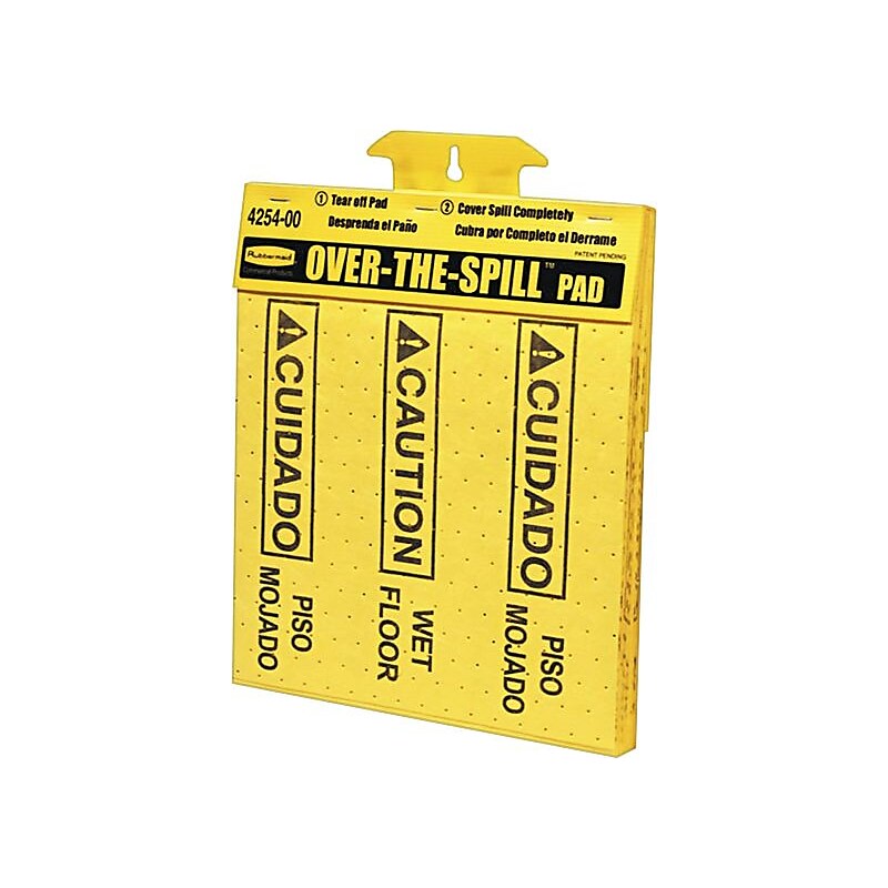 Rubbermaid "Over-The-Spill" Pad Tablet, 17" x 14", Yellow, 25/Pack (FG425400YEL) image 1