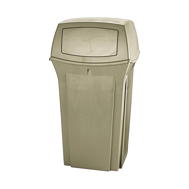Rubbermaid Ranger Fire-Safe Trash Can Container, Square, Plastic, Beige, 35 Gallon (FG843088BEIG) image 1