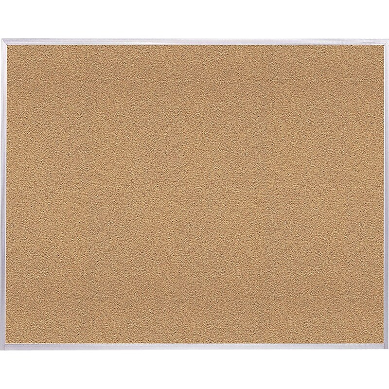 Ghent Natural Cork Bulletin Board with Aluminum Frame, 4'H x 6'W image 1