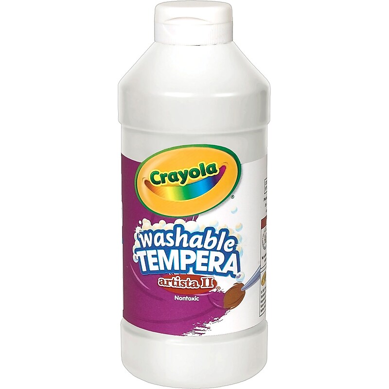 Crayola Artista II Washable Tempera Paint, White, 16 oz. image 1