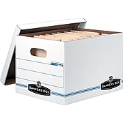 Bankers Box® Stor/File Corrugated File Storage Boxes, Lift-Off Lid, Letter/Legal Size, White/Blue (57036-04)
