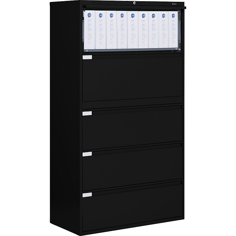 Global 9300P Series Business-Plus 5-Drawer Lateral File Cabinet, Letter/Legal, Black, 18"D image 1