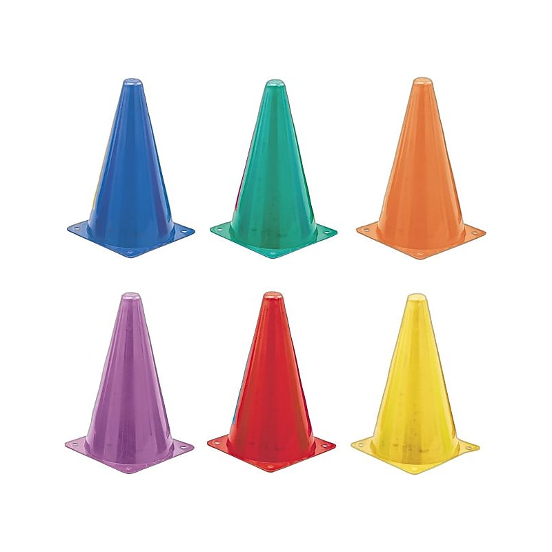 Indoor/Outdoor Flexible Vinyl Cone Set, 9", 6 Assorted Color Cones per Set (CHUTC9SET) image 1